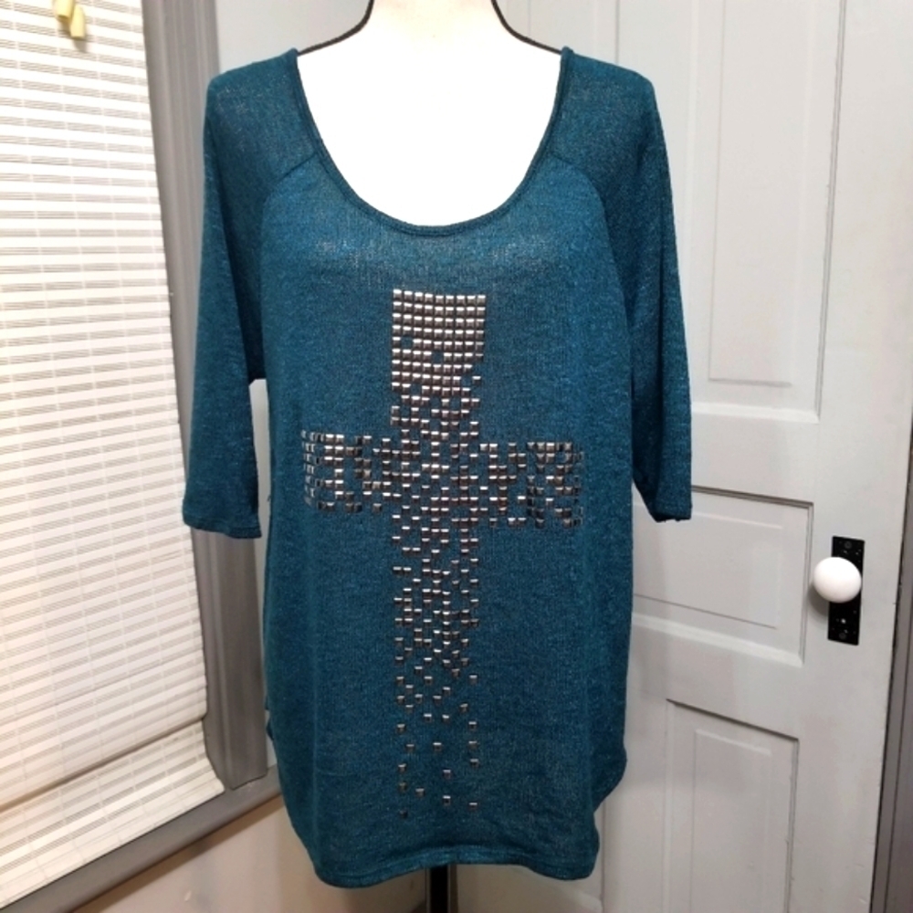✨ Lane Bryant Metal Embellished Simi Sheer Sweater